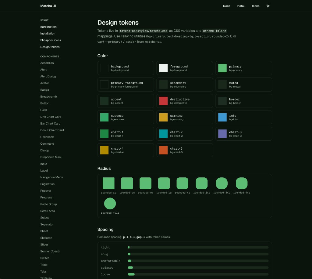 Design tokens documentation
