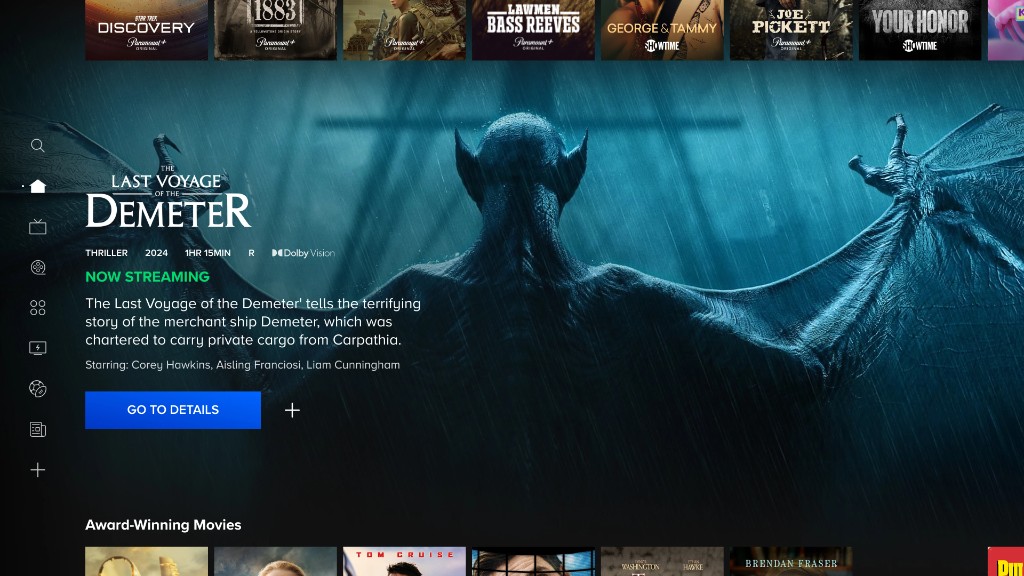 Paramount+ hero for The Last Voyage of the Demeter with Go to Details CTA